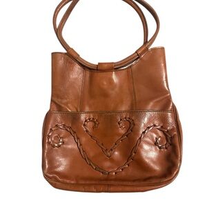 Vintage Bohemian Brown Leather Tote Bag purse